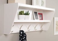 Floating Entryway Shelf And Coat Rack In White