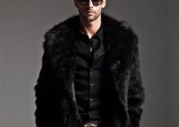Mens Faux Fur Coat Black