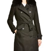 Burberry White Coat Fur Collar