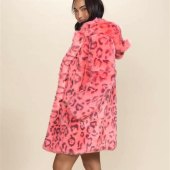 Hot Pink Faux Fur Coat Long