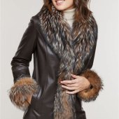 Leather Coat Fur Trim