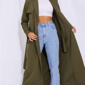 Womens Khaki Long Trench Coat