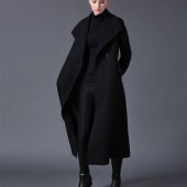 Womens Long Trench Coat Black